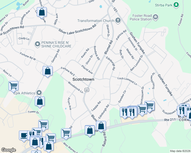 map of restaurants, bars, coffee shops, grocery stores, and more near 86 Blumel Road in Middletown