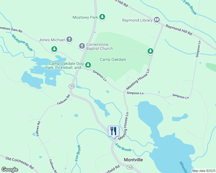 map of restaurants, bars, coffee shops, grocery stores, and more near 64 Simpson Lane in Montville