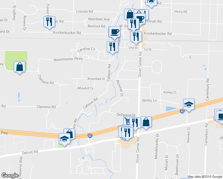 map of restaurants, bars, coffee shops, grocery stores, and more near 963 Cahoon Road in Westlake