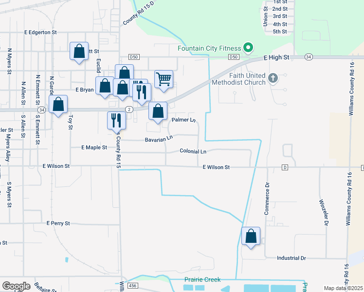 map of restaurants, bars, coffee shops, grocery stores, and more near 1319 Colonial Ln in Bryan