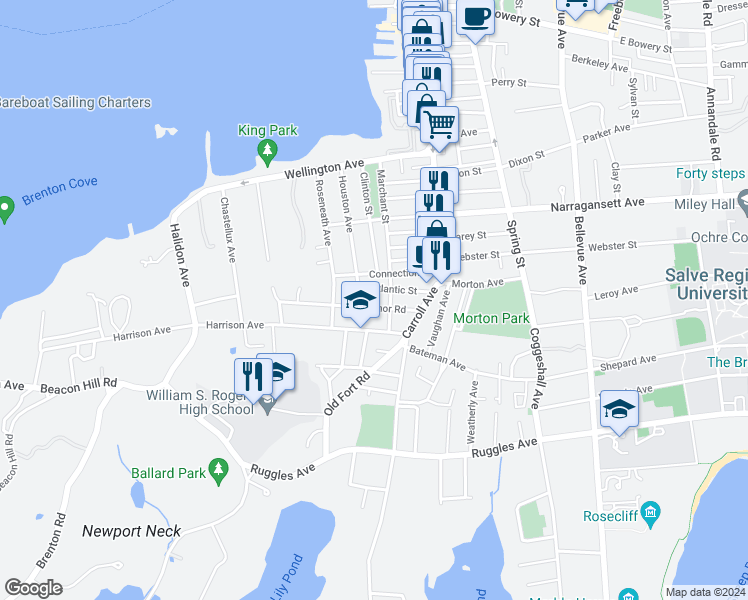 map of restaurants, bars, coffee shops, grocery stores, and more near 29 Eastnor Road in Newport