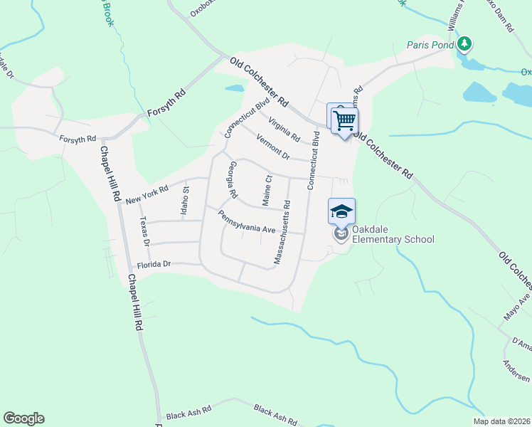 map of restaurants, bars, coffee shops, grocery stores, and more near 29 Pennsylvania Avenue in Montville