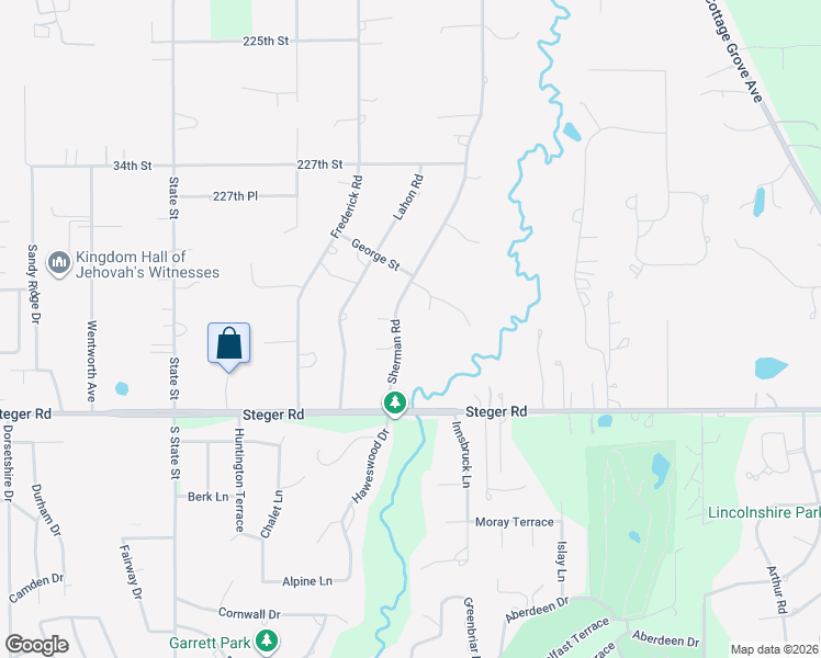 map of restaurants, bars, coffee shops, grocery stores, and more near 22936 Sherman Road in Steger