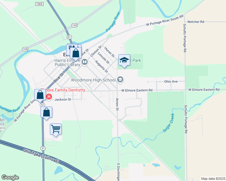map of restaurants, bars, coffee shops, grocery stores, and more near 633 Fremont Street in Elmore