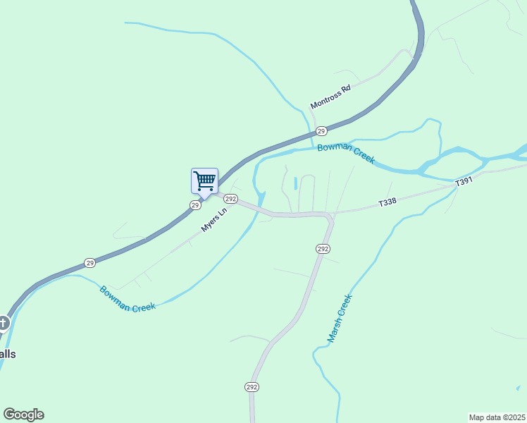 map of restaurants, bars, coffee shops, grocery stores, and more near Highway 292 in Tunkhannock