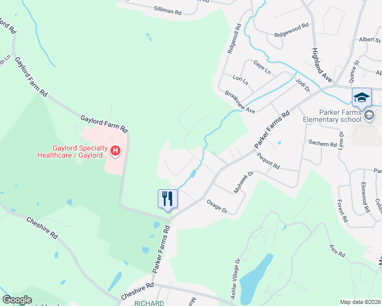map of restaurants, bars, coffee shops, grocery stores, and more near Whiffle Tree Road in Wallingford