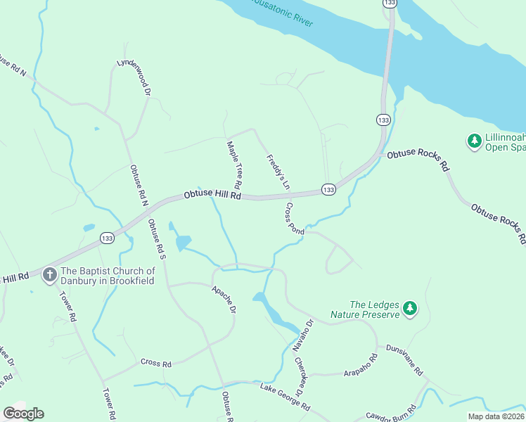 map of restaurants, bars, coffee shops, grocery stores, and more near 99 Obtuse Hill Road in Brookfield