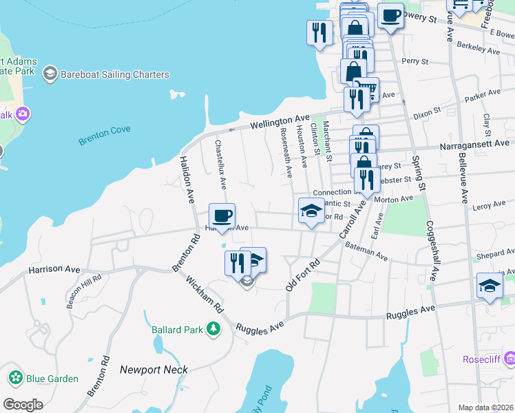 map of restaurants, bars, coffee shops, grocery stores, and more near 78 Eastnor Road Extension in Newport