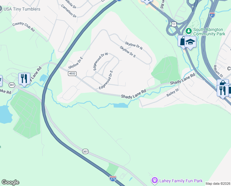 map of restaurants, bars, coffee shops, grocery stores, and more near 535-581 Shady Lane Road in Lackawanna