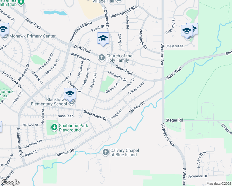 map of restaurants, bars, coffee shops, grocery stores, and more near 337 Oswego Street in Park Forest