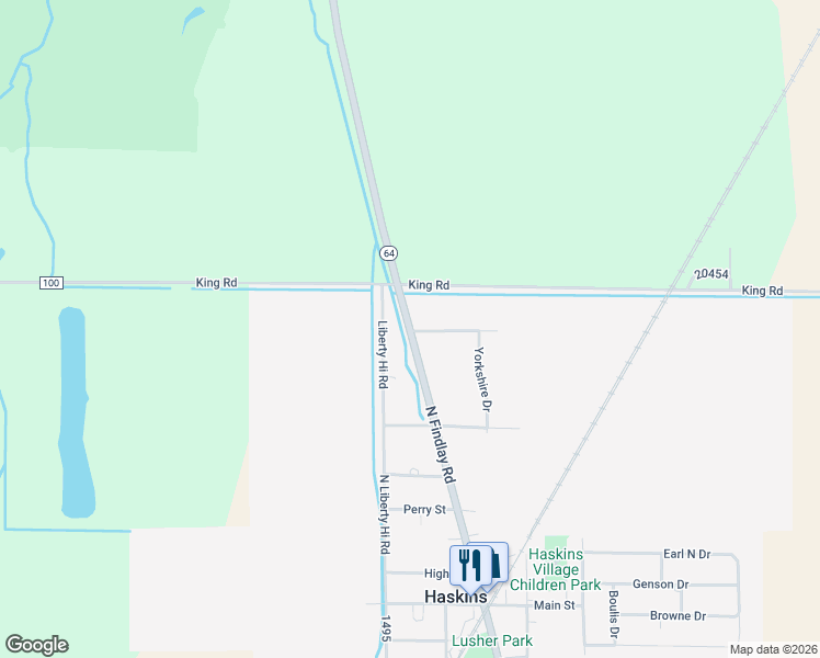 map of restaurants, bars, coffee shops, grocery stores, and more near 542 Haskins Road in Bowling Green