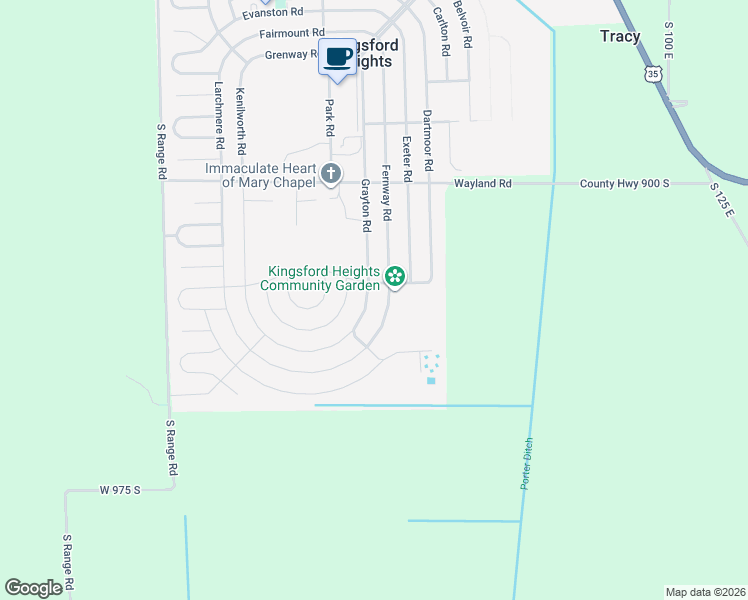 map of restaurants, bars, coffee shops, grocery stores, and more near 702 Grayton Road in Kingsford Heights
