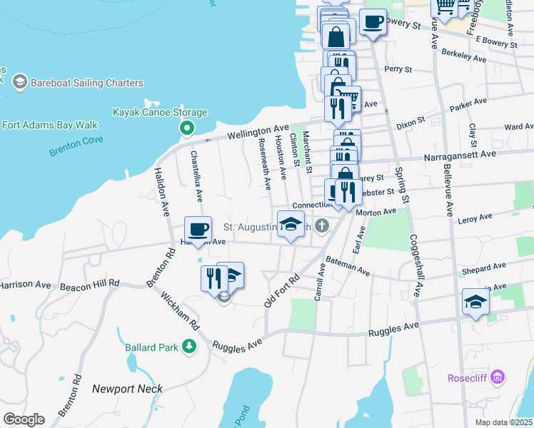 map of restaurants, bars, coffee shops, grocery stores, and more near 64 Eastnor Road in Newport