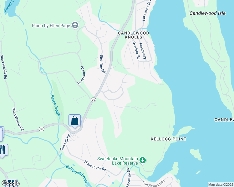 map of restaurants, bars, coffee shops, grocery stores, and more near 34 Sweetcake Mountain Road in New Fairfield