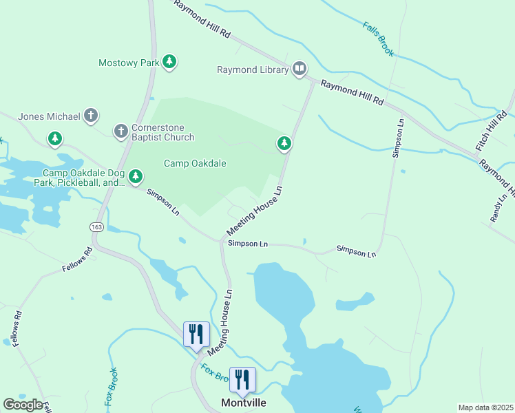 map of restaurants, bars, coffee shops, grocery stores, and more near 116 Meeting House Lane in Montville
