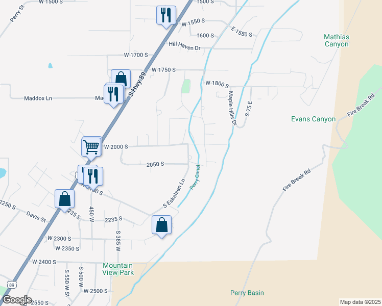 map of restaurants, bars, coffee shops, grocery stores, and more near 2023 150 West in Perry