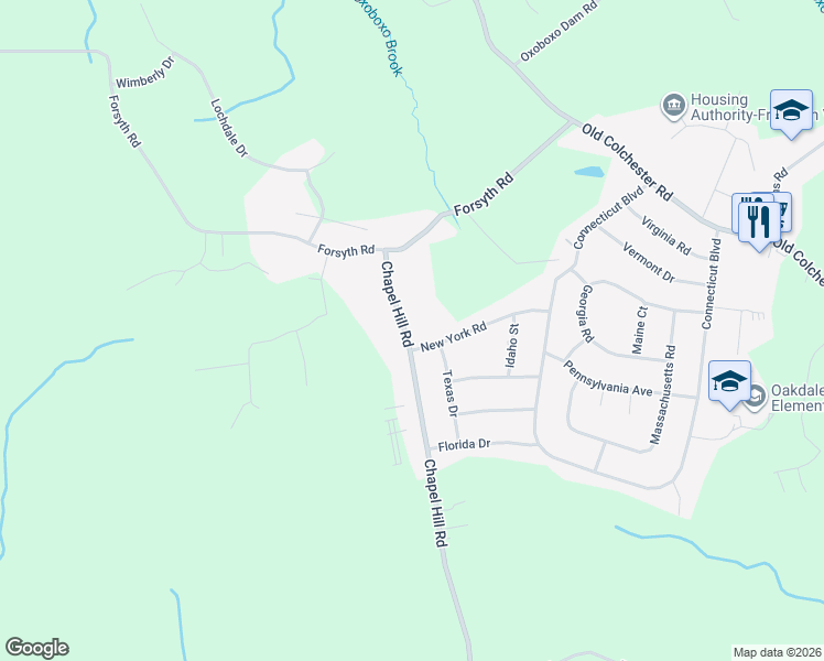 map of restaurants, bars, coffee shops, grocery stores, and more near 486 Chapel Hill Road in Montville