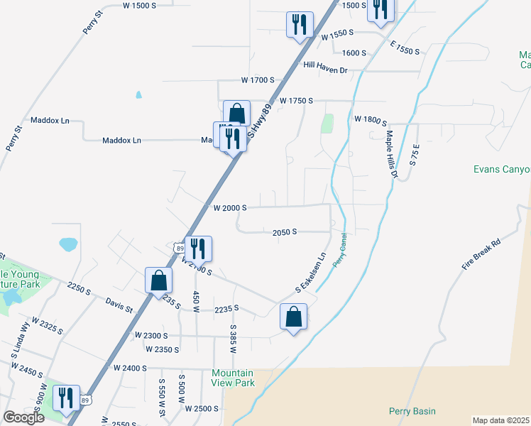 map of restaurants, bars, coffee shops, grocery stores, and more near 295 West 2000 South in Brigham City