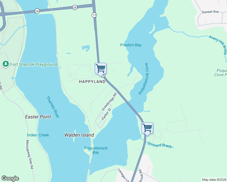 map of restaurants, bars, coffee shops, grocery stores, and more near 148 Connecticut 12 in Preston