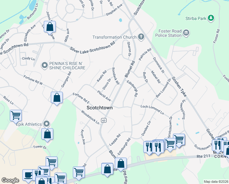 map of restaurants, bars, coffee shops, grocery stores, and more near 7 Frederick Street in Middletown