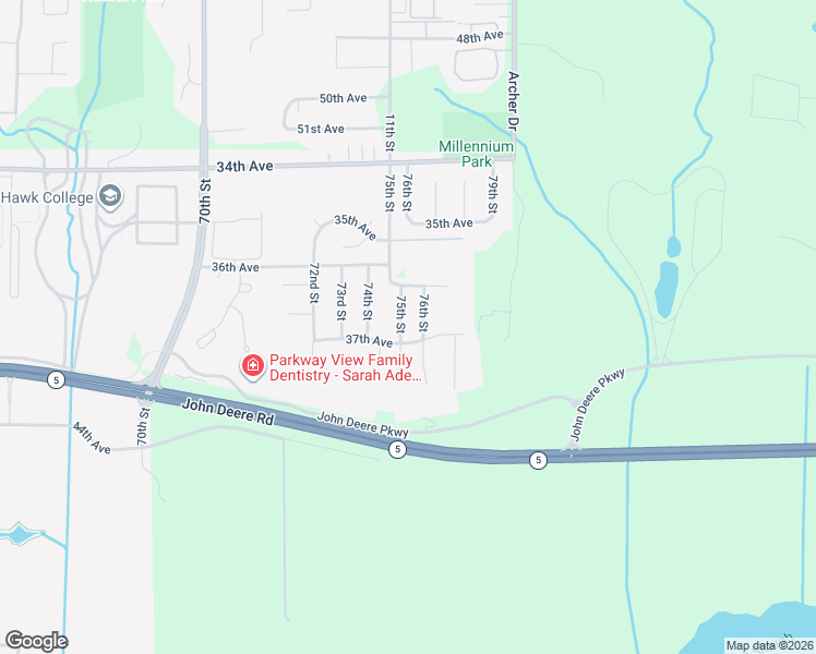 map of restaurants, bars, coffee shops, grocery stores, and more near 3618 75th Street in Moline