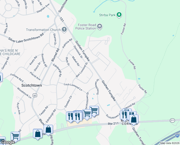 map of restaurants, bars, coffee shops, grocery stores, and more near 11 Badami Drive in Middletown