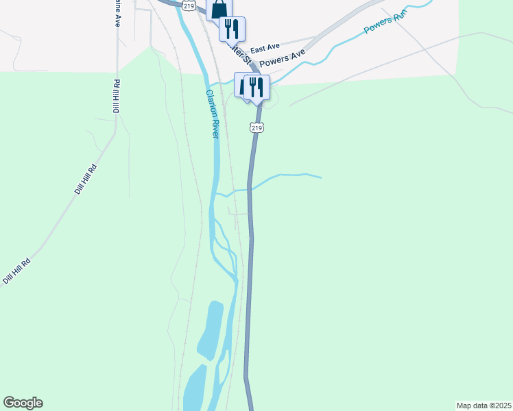 map of restaurants, bars, coffee shops, grocery stores, and more near 6515 Ridgway-Johnsonburg Road in Johnsonburg
