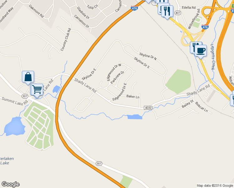 map of restaurants, bars, coffee shops, grocery stores, and more near 502 Locust Lane in Clarks Summit