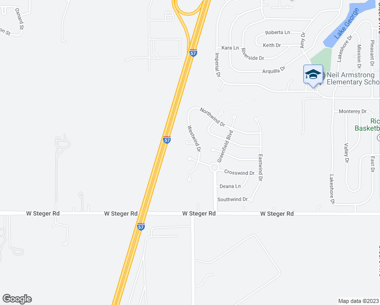 map of restaurants, bars, coffee shops, grocery stores, and more near 5322 Crosswind Drive in Richton Park