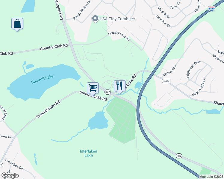 map of restaurants, bars, coffee shops, grocery stores, and more near 127 Fern Way in Lackawanna County