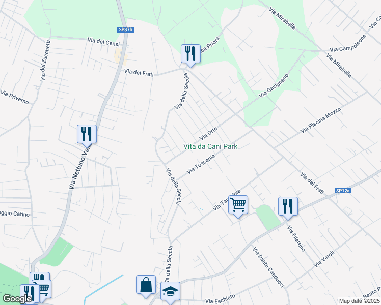 map of restaurants, bars, coffee shops, grocery stores, and more near 15B Via Orte in Nettuno