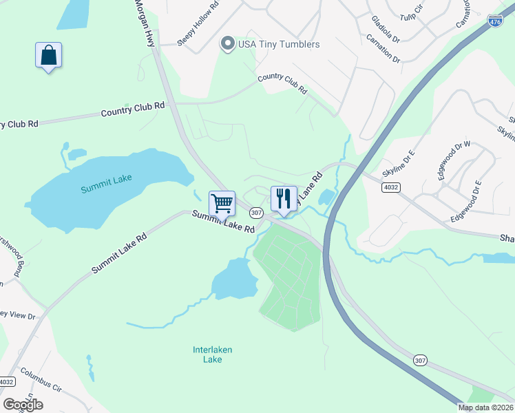 map of restaurants, bars, coffee shops, grocery stores, and more near 127 Fern Way in Lackawanna County