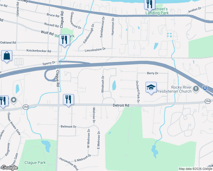 map of restaurants, bars, coffee shops, grocery stores, and more near 827 Brick Mill Run in Westlake