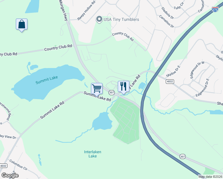 map of restaurants, bars, coffee shops, grocery stores, and more near 127 Fern Way in Lackawanna County