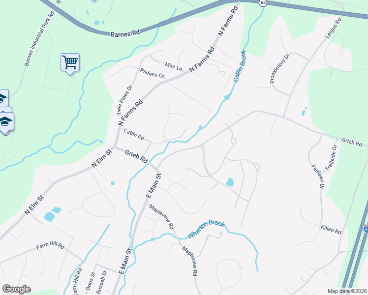 map of restaurants, bars, coffee shops, grocery stores, and more near 70 Grieb Road in Wallingford