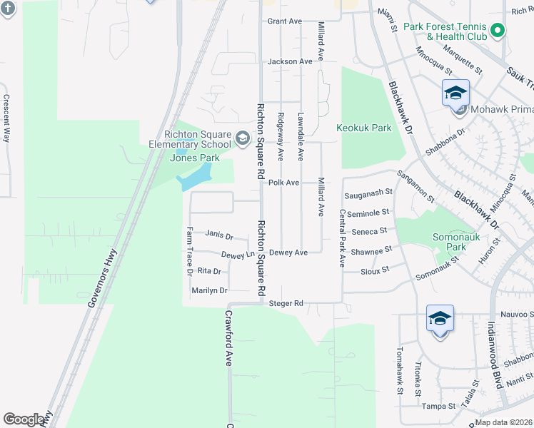 map of restaurants, bars, coffee shops, grocery stores, and more near 22839 Richton Square Road in Richton Park