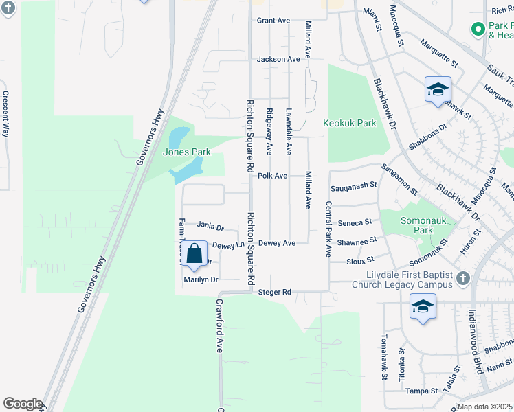 map of restaurants, bars, coffee shops, grocery stores, and more near 22839 Richton Square Road in Richton Park