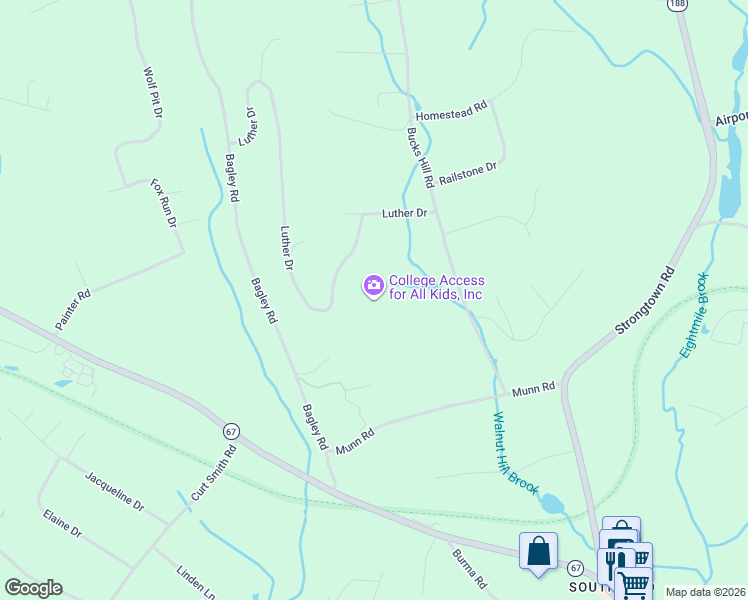map of restaurants, bars, coffee shops, grocery stores, and more near 61 Luther Drive in Southbury