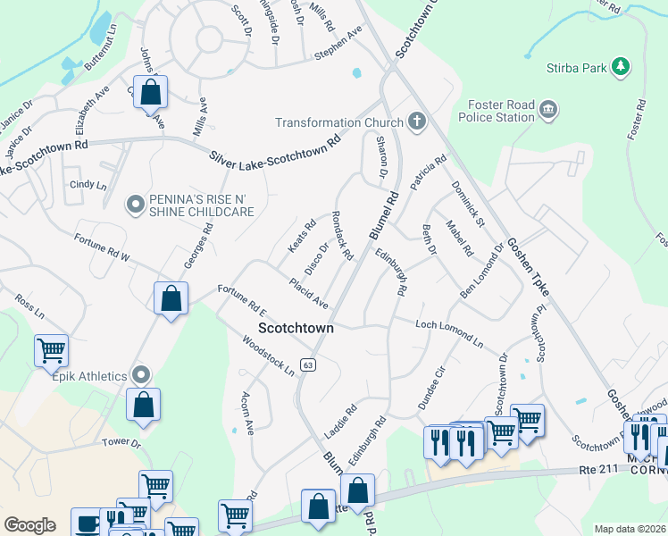 map of restaurants, bars, coffee shops, grocery stores, and more near 7 Frederick Street in Middletown