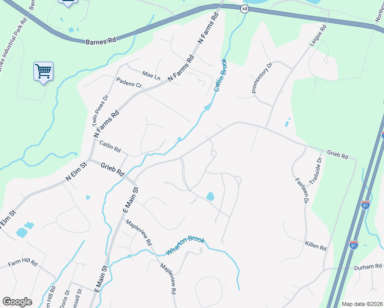 map of restaurants, bars, coffee shops, grocery stores, and more near 101 Grieb Road in Wallingford