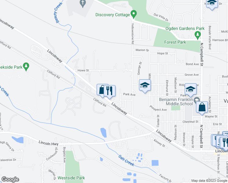 map of restaurants, bars, coffee shops, grocery stores, and more near 606 Emmettsburg Street in Valparaiso