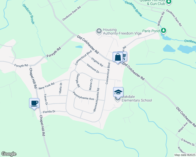 map of restaurants, bars, coffee shops, grocery stores, and more near 11 Massachusetts Road in Montville