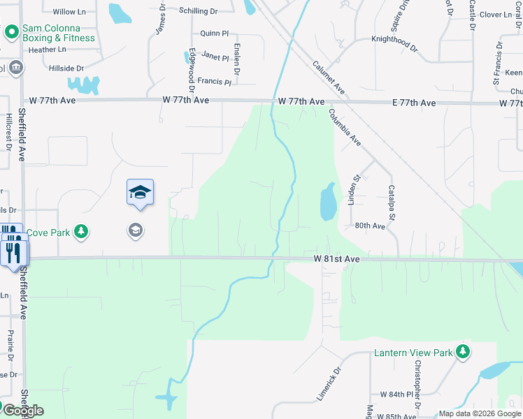 map of restaurants, bars, coffee shops, grocery stores, and more near 7998 Tapper Street in Dyer