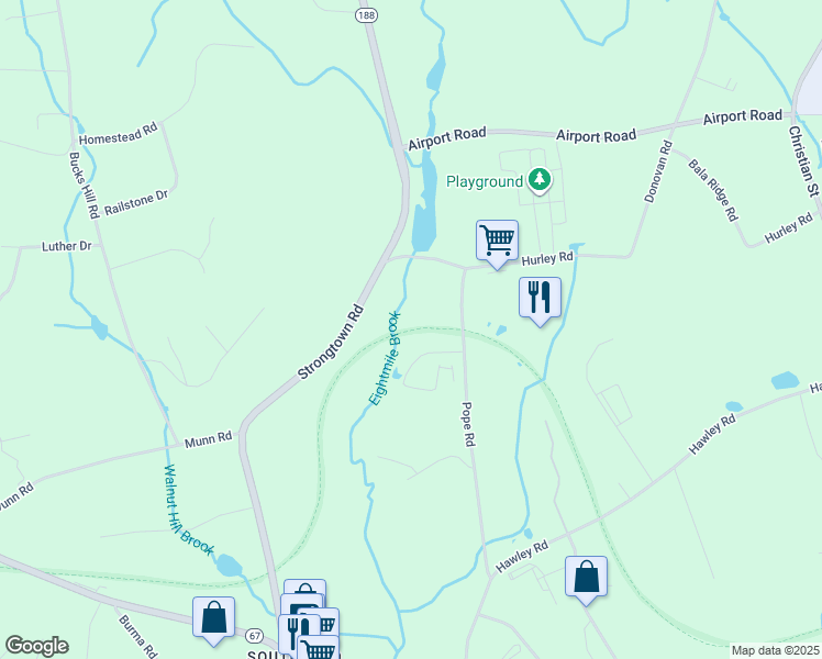 map of restaurants, bars, coffee shops, grocery stores, and more near Larkin State Park Trail in Seymour