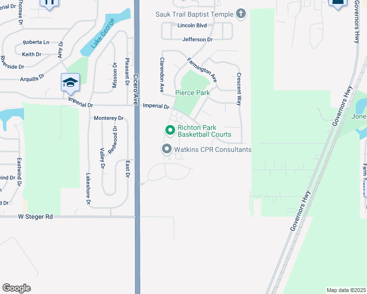 map of restaurants, bars, coffee shops, grocery stores, and more near 4546 Heartland Drive in Richton Park