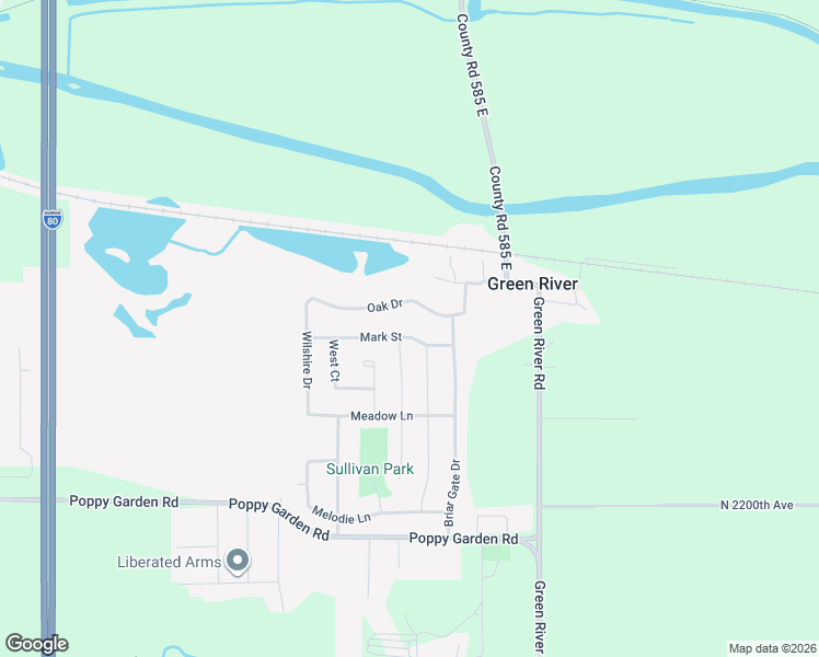 map of restaurants, bars, coffee shops, grocery stores, and more near 1001-1199 Oak Drive in Colona