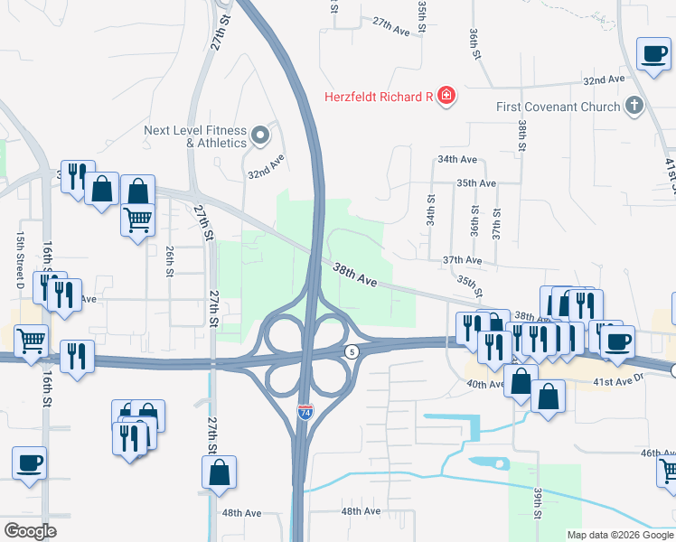 map of restaurants, bars, coffee shops, grocery stores, and more near 3712 33rd Street in Moline