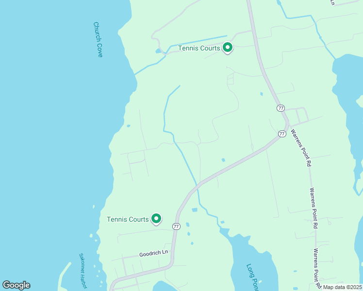 map of restaurants, bars, coffee shops, grocery stores, and more near 54 Baileys Ledge Road in Little Compton