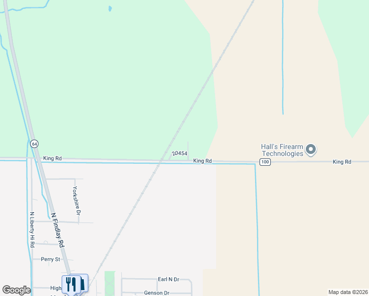 map of restaurants, bars, coffee shops, grocery stores, and more near 15288 King Road in Bowling Green