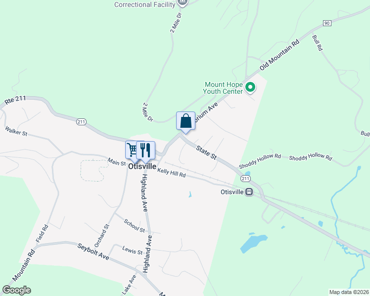 map of restaurants, bars, coffee shops, grocery stores, and more near 37 State Street in Otisville